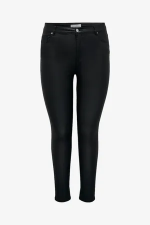 ONLY Černé dámské koženkové skinny fit džíny Anne