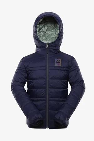 Alpine Khaki-modrá dětská oboustranná zimní bunda EROMO