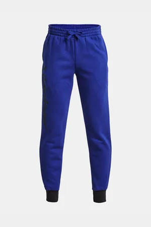 Under Armour Modré tepláky UA Rival Fleece Script Jgrs