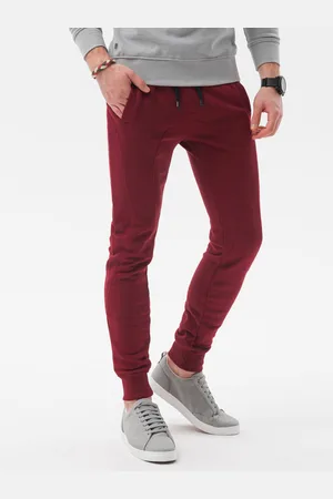 Ombre Clothing Vínové pánské basic tepláky