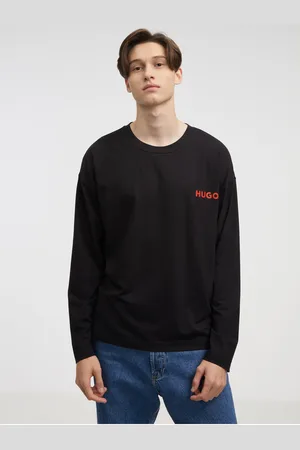 HUGO BOSS Černé pánské tričko s dlouhým rukávem