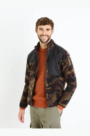 Celio Pánská army mikina na zip Fecamo