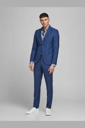 JACK & JONES Modré oblekové sako s příměsí vlny Solaris