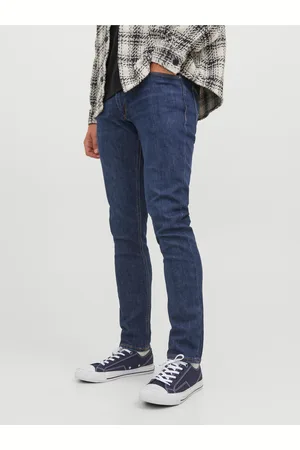 JACK & JONES Modré pánské straight fit džíny Glenn