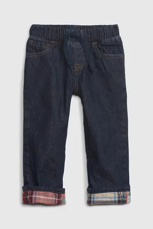GAP Tmavě modré dětské zateplené straight fit džíny