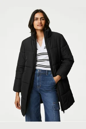 Marks & Spencer Černý dámský prošívaný kabát s technologií Thermowarmth