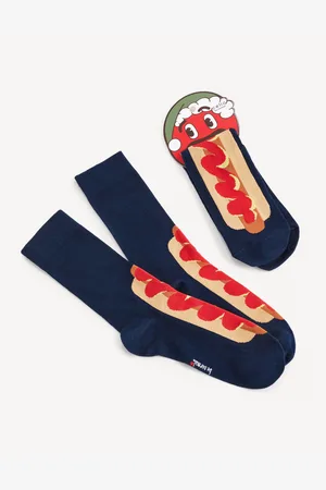 Celio Tmavě modré pánské vzorované ponožky Hot Dog