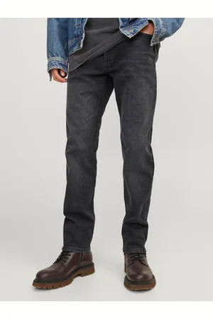 JACK & JONES Tmavě šedé pánské slim fit džíny Mike