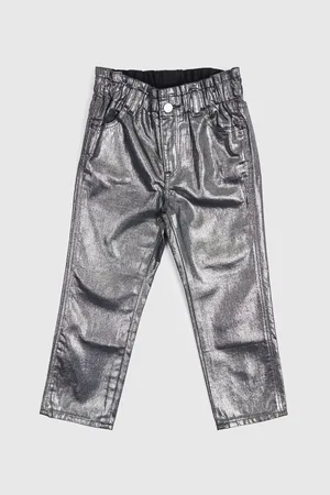 GAP Šedé holčičí metalické mom fit džíny