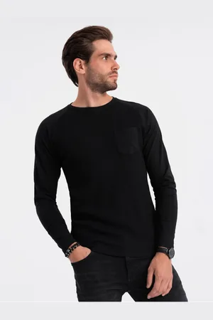 Ombre Clothing Černé pánské basic tričko s kapsičkou