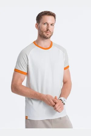 Ombre Clothing Šedo-bílé pánské tričko Reglan