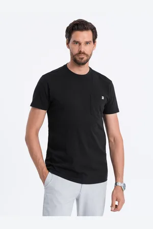 Ombre Clothing Černé pánské tričko s kapsičkou