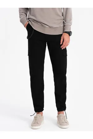 Ombre Clothing Černé pánské cargo kalhoty
