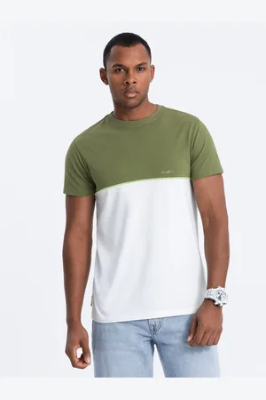 Ombre Clothing Bílo-zelené pánské tričko