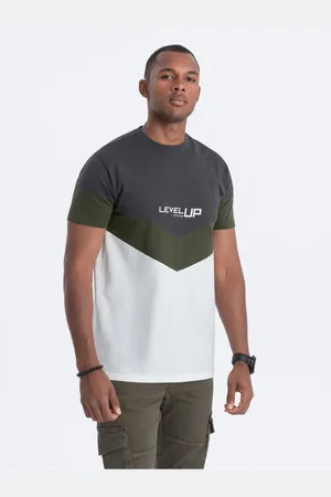 Ombre Clothing Šedo-bílé pánské tričko s nápisem