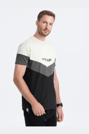 Ombre Clothing Krémovo-černé pánské tričko s nápisem