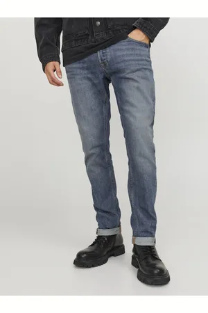 JACK & JONES Modré pánské slim fit džíny Glenn