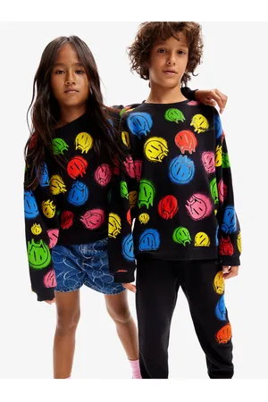 Desigual Černá dětská vzorovaná mikina Smile Colours