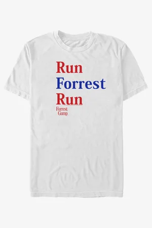 ZOOT FAN. Bílé unisex tričko Paramount Run Forrest Red Blue