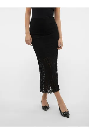 VERO MODA Černá dámská krajková maxi sukně Vania