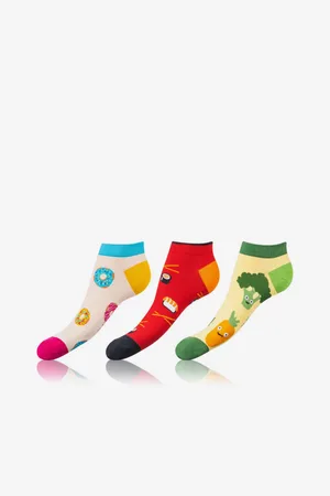 Bellinda Sada tří párů unisex barevných vzorovaných ponožek CRAZY IN-SHOE SOCKS 3x