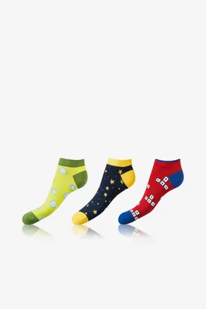 Bellinda Sada tří párů unisex barevných vzorovaných ponožek CRAZY IN-SHOE SOCKS 3x