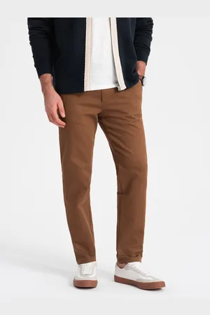 Ombre Clothing Hnědé pánské chino kalhoty