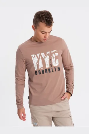 Ombre Clothing Hnědé pánské tričko
