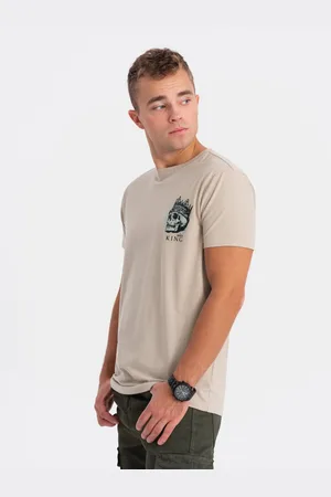 Ombre Clothing Béžové pánské tričko