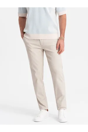 Ombre Clothing Krémové pánské slim fit chino kalhoty