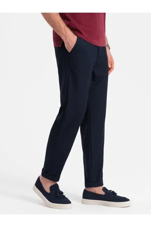 Ombre Clothing Tmavě modré pánské chino kalhoty