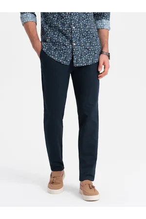 Ombre Clothing Tmavě modré pánské chino kalhoty
