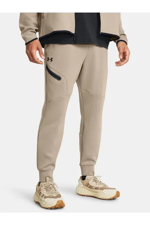 Under Armour Světle hnšdé sportovní tepláky UA Unstoppable Flc Joggers