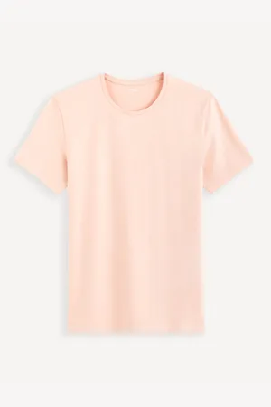 Celio Růžové pánské basic tričko Neunir