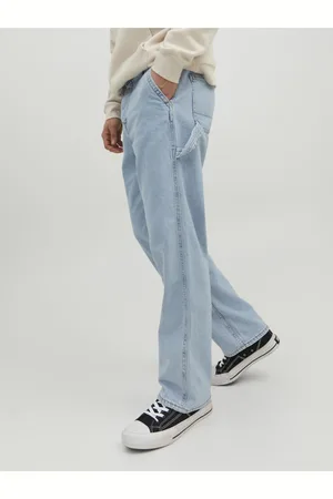 JACK & JONES Světle modré pánské straight fit džíny Eddie