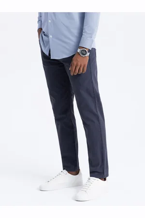 Ombre Clothing Tmavě modré pánské chino kalhoty