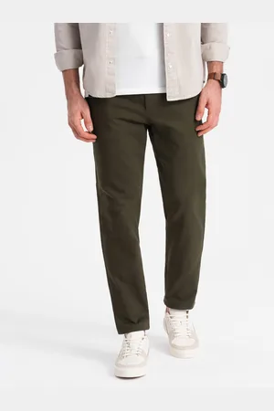 Ombre Clothing Tmavě zelené pánské chino kalhoty