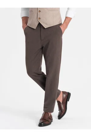Ombre Clothing Hnědé pánské chino kalhoty