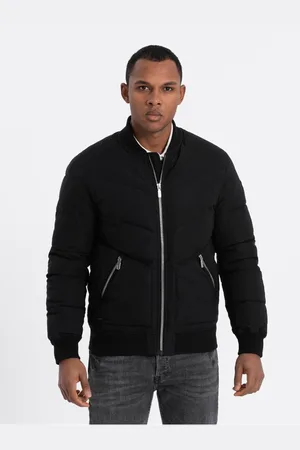 Ombre Clothing Černý pánský prošívaný bomber