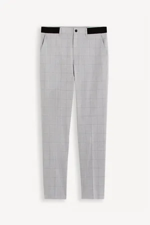 Celio Světle šedé pánské kostkované chino kalhoty Gocarreau