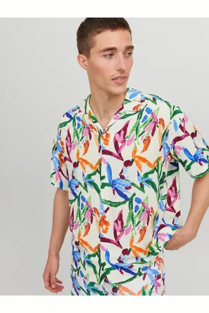 JACK & JONES Barevná pánská vzorovaná košile s krátkým rukávem Luke