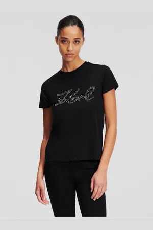 Karl Lagerfeld Černé dámské tričko Rhinestone Logo