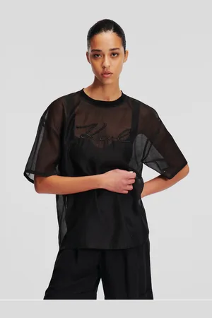 Karl Lagerfeld Černé dámské oversize tričko Organza T-shirt