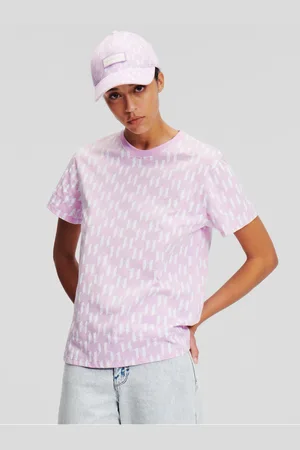 Karl Lagerfeld Bílo-růžové dámské tričko Monogram