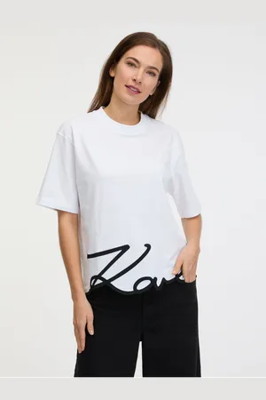 Karl Lagerfeld Bílé dámské tričko Karl Signature