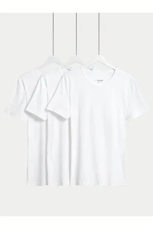Marks & Spencer Sada tří pánských basic triček v bílé barvě s technologií Cool & Fresh™
