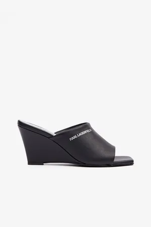 Karl Lagerfeld Černé dámské kožené pantofle Rialto Open Toe Mule