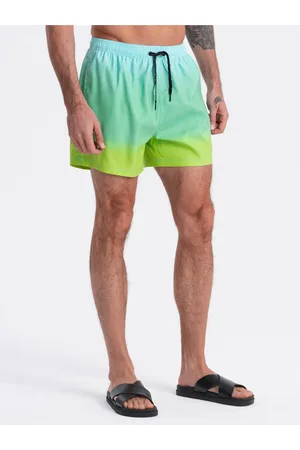 Ombre Clothing Tyrkysové pánské plavecké šortky s ombre efektem V19 OM-SRBS-0125