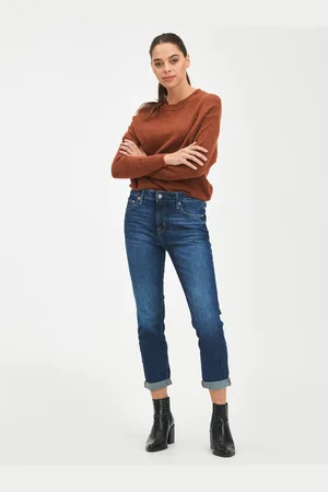 GAP Tmavě modré dámské džíny Mid rise universal slim boyfriend jeans