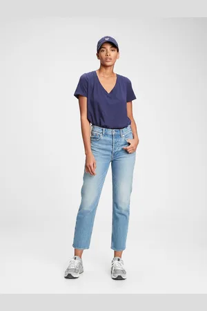 Modré dámské tričko organic vintage v-neck